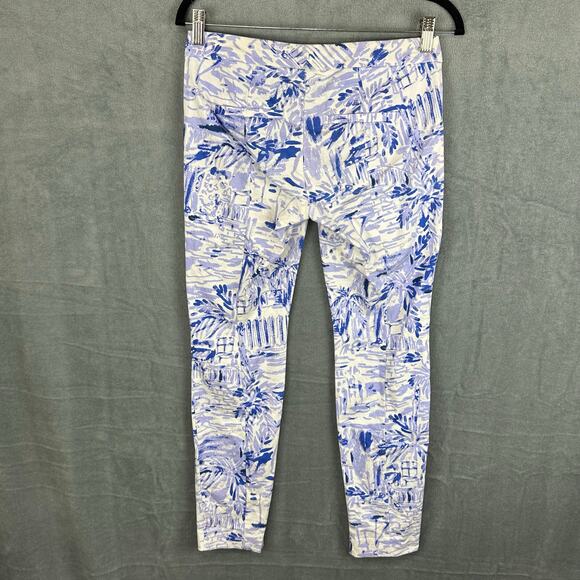 Lilly Pulitzer Kelly Ankle Pants Womens 0 Blue Palm Trees Skinny Tropical Beach - Picture 7 of 15